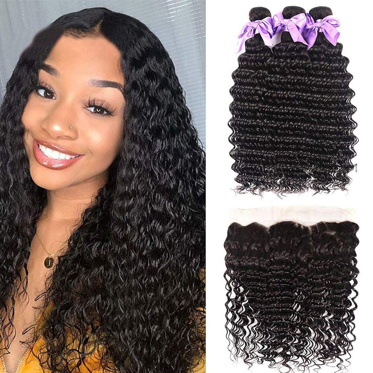 حزم شعر بشري مموج عميق مع حزم  - مراجعة Deep Wave 3 Bundles With Closure وسعره
