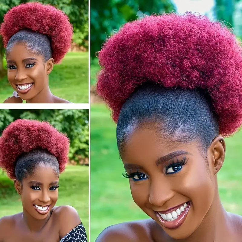 1 قطعة المرأة 10 بوصة الأفرو غ - مراجعة Drawstring Afro Curly Puff Ponytail وسعره