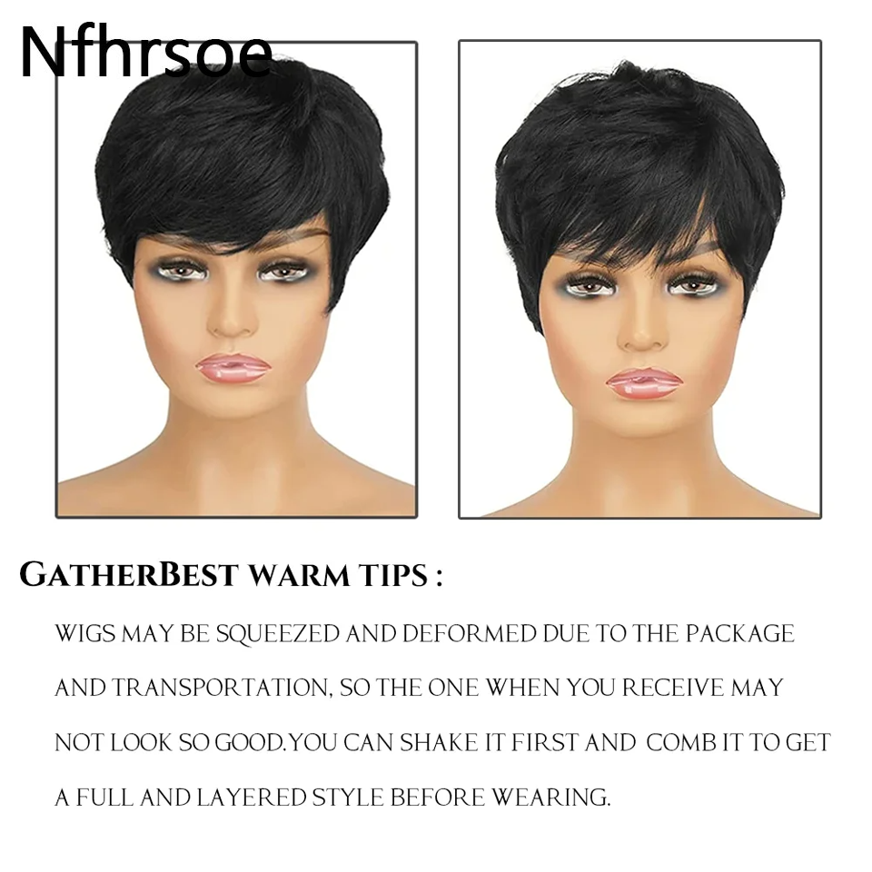 خصلات الشعر المستعار الإنسان ا - مراجعة Short Pixie Cut Wig Human Hair Cheap وسعره