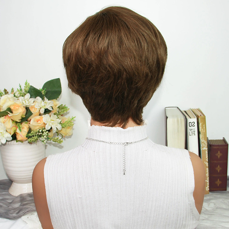 باروكة شعر بشري بني داكن بقصة  - مراجعة Short Pixie Cut Wig Human Hair Cheap وسعره