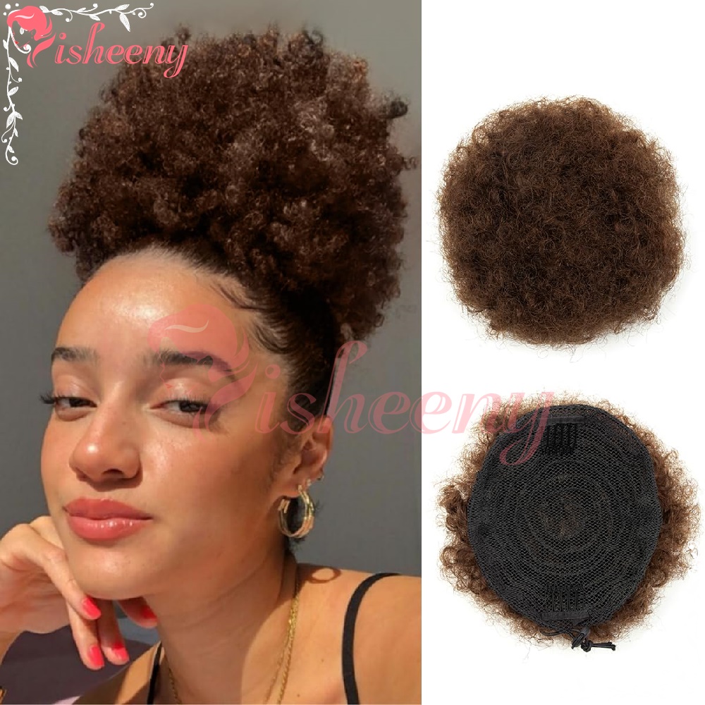 إيشيني كينكي كيرلي أفرو باف ذي - مراجعة Drawstring Afro Curly Puff Ponytail وسعره