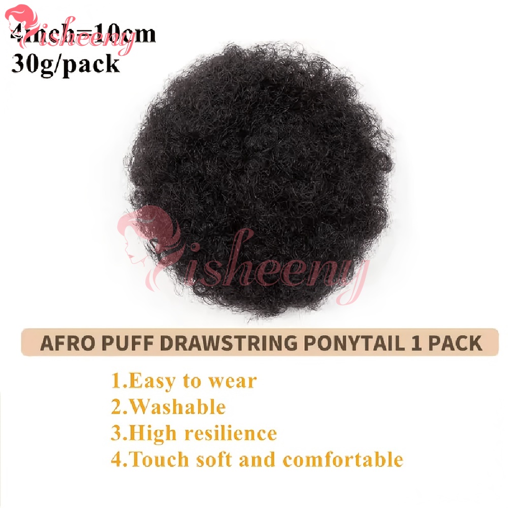 إيشيني كينكي كيرلي أفرو باف ذي - مراجعة Drawstring Afro Curly Puff Ponytail وسعره