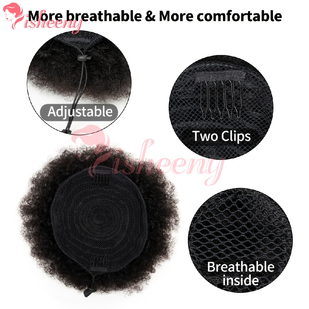 إيشيني كينكي كيرلي أفرو باف ذي - مراجعة Drawstring Afro Curly Puff Ponytail وسعره