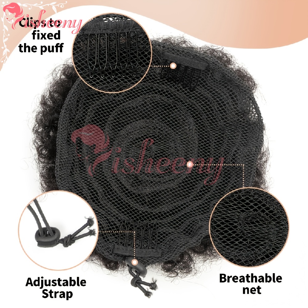 إيشيني كينكي كيرلي أفرو باف ذي - مراجعة Drawstring Afro Curly Puff Ponytail وسعره
