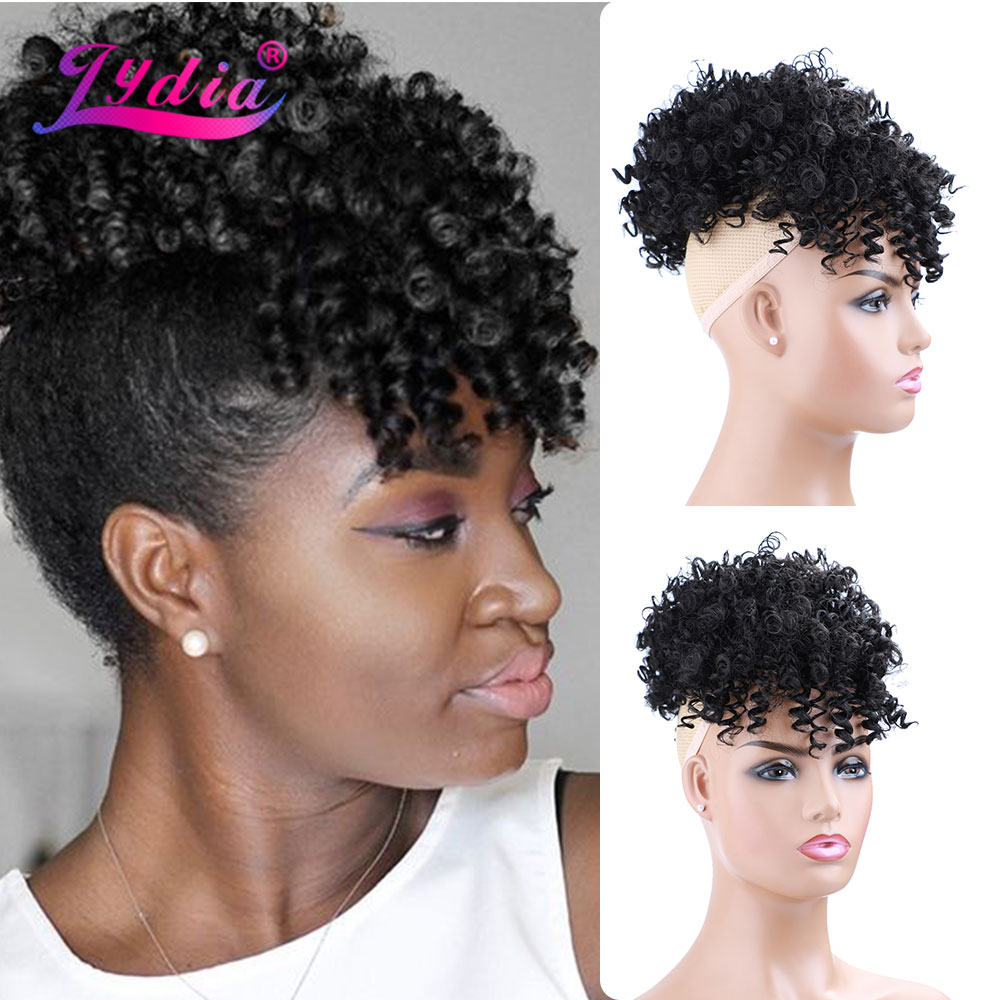 ليديا الرباط الاصطناعية عالية  - مراجعة Drawstring Afro Curly Puff Ponytail وسعره