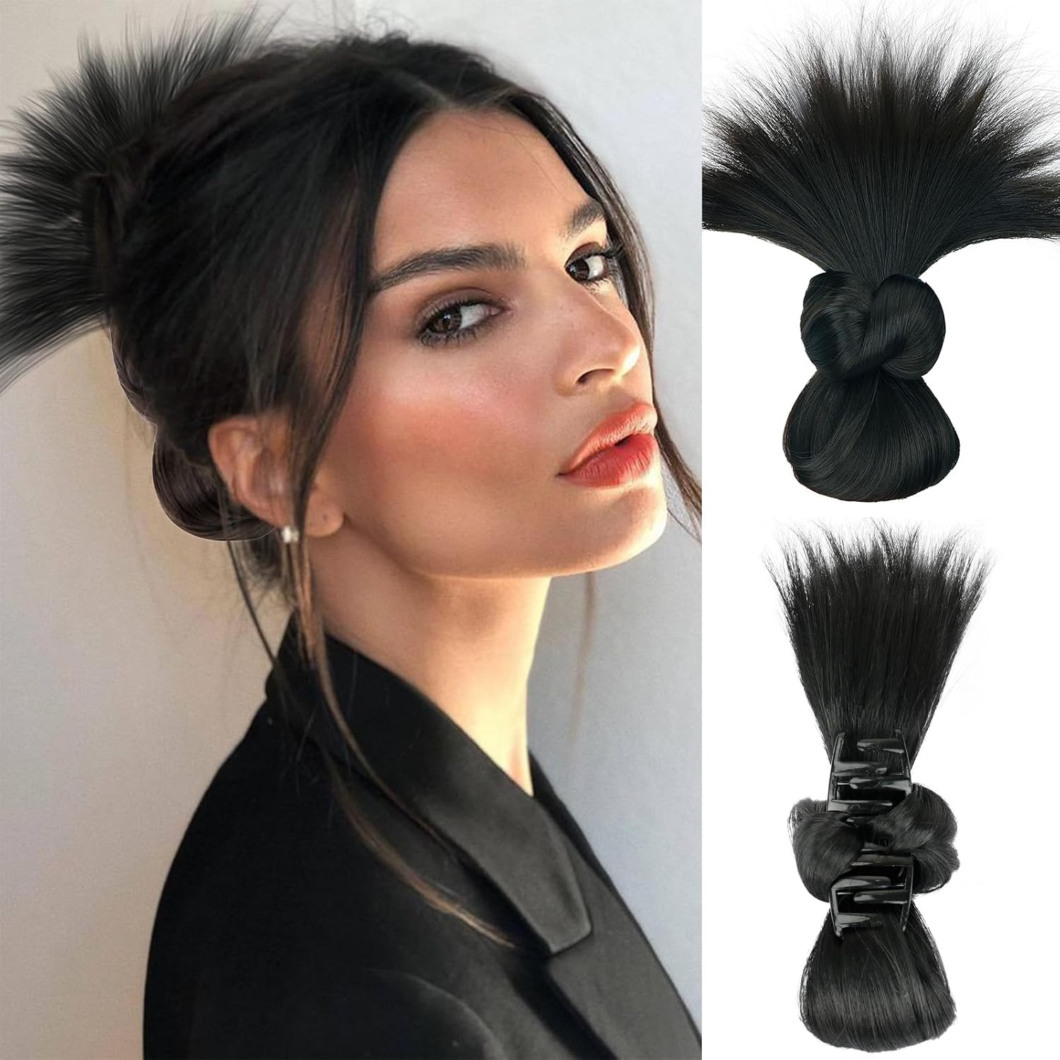 قطعة شعر صناعية بتصميم كعكة مت - مراجعة Claw Clip Messy Bun Hair Piece وسعره