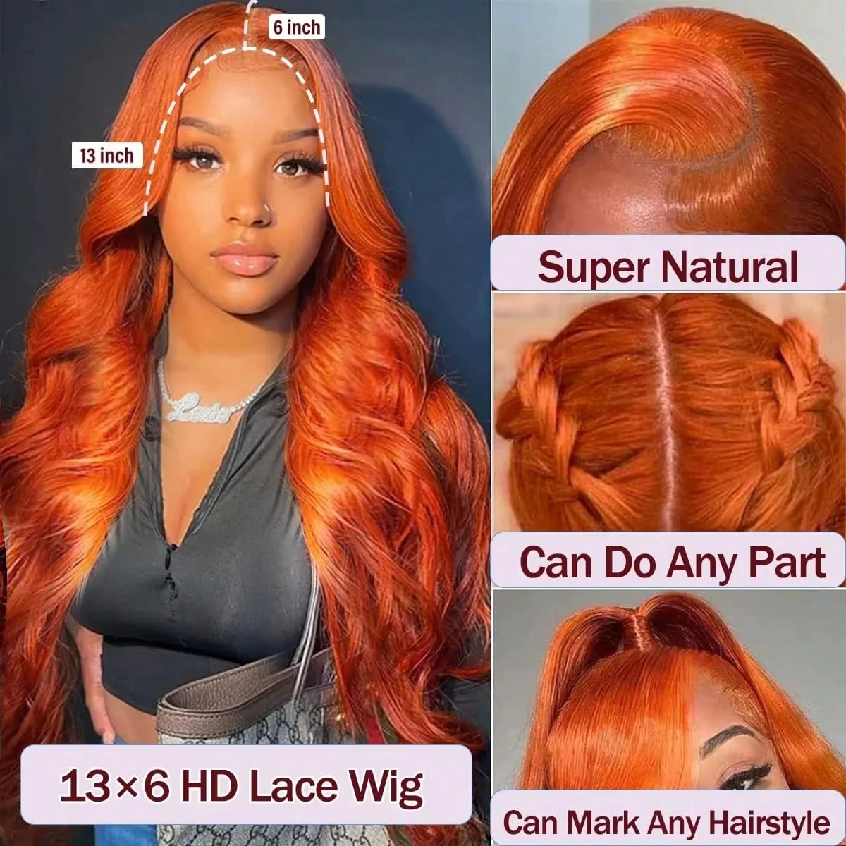 شعر مستعار بشري برتقالي بني بت - مراجعة Hd Lace Frontal Wig Human Hair Pre Plucked وسعره