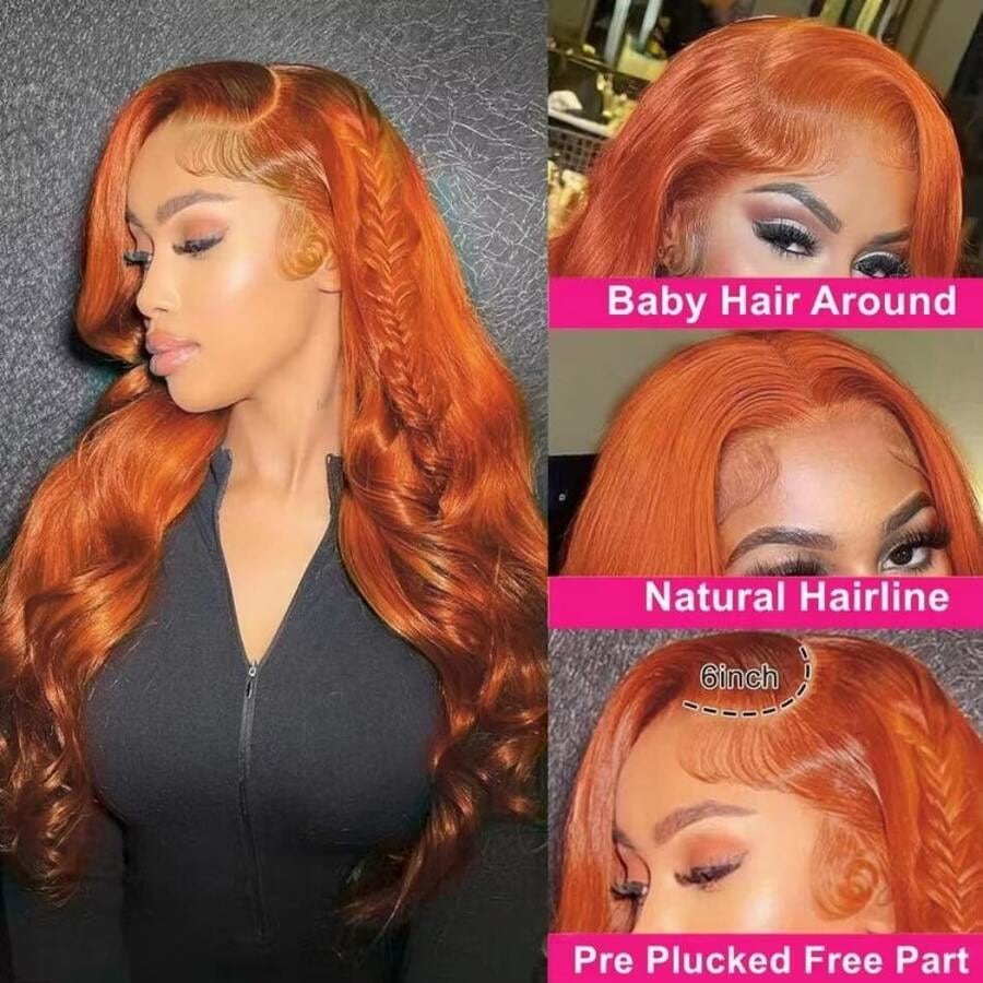 شعر مستعار بشري برتقالي بني بت - مراجعة Hd Lace Frontal Wig Human Hair Pre Plucked وسعره